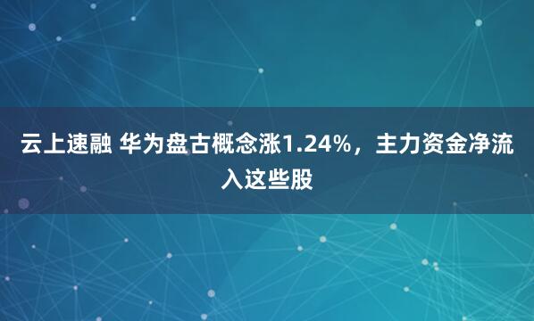 云上速融 华为盘古概念涨1.24%，主力资金净流入这些股